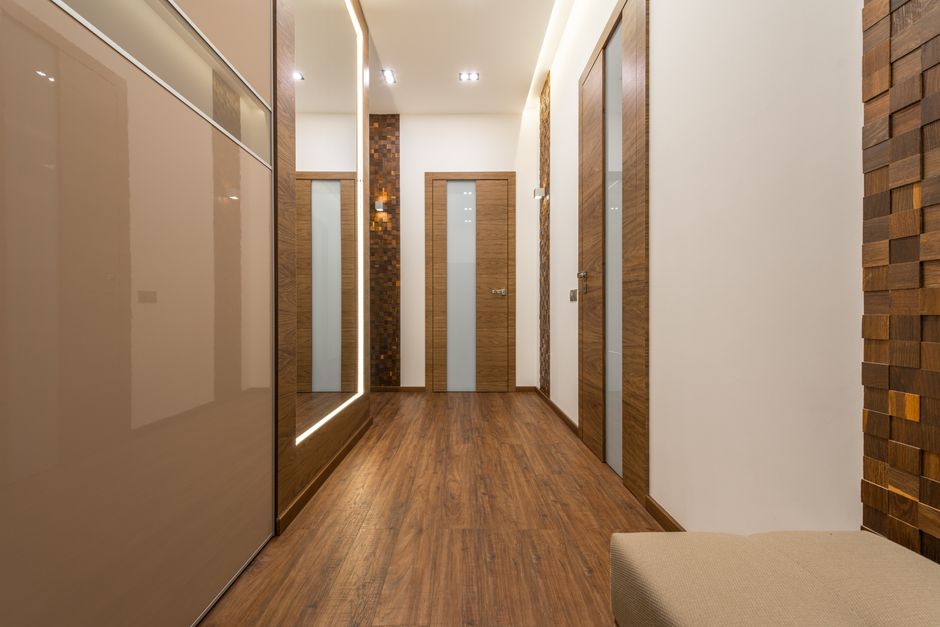 interior doors in a modern home hallway