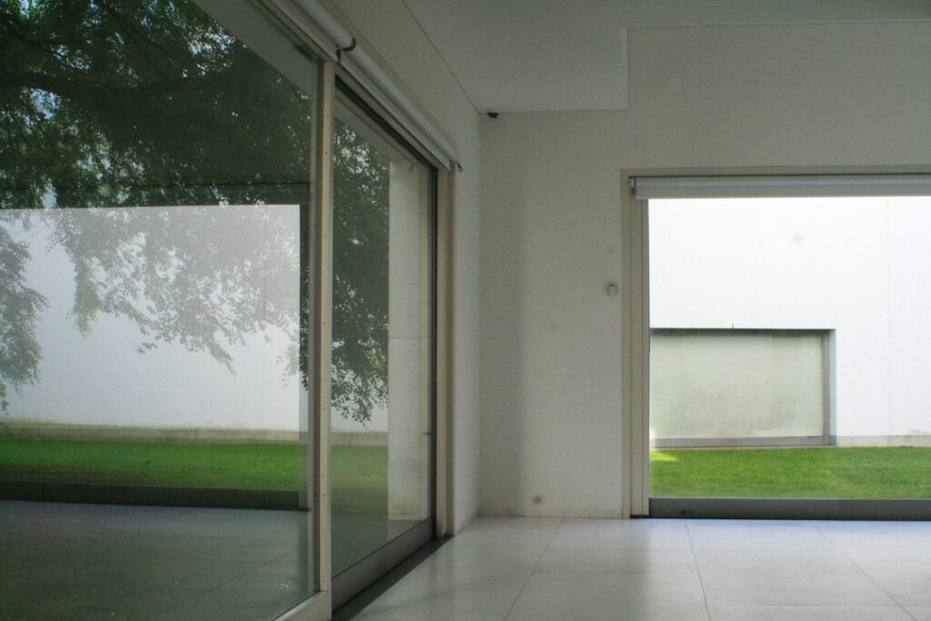 small sliding glass patio door in a narrow room